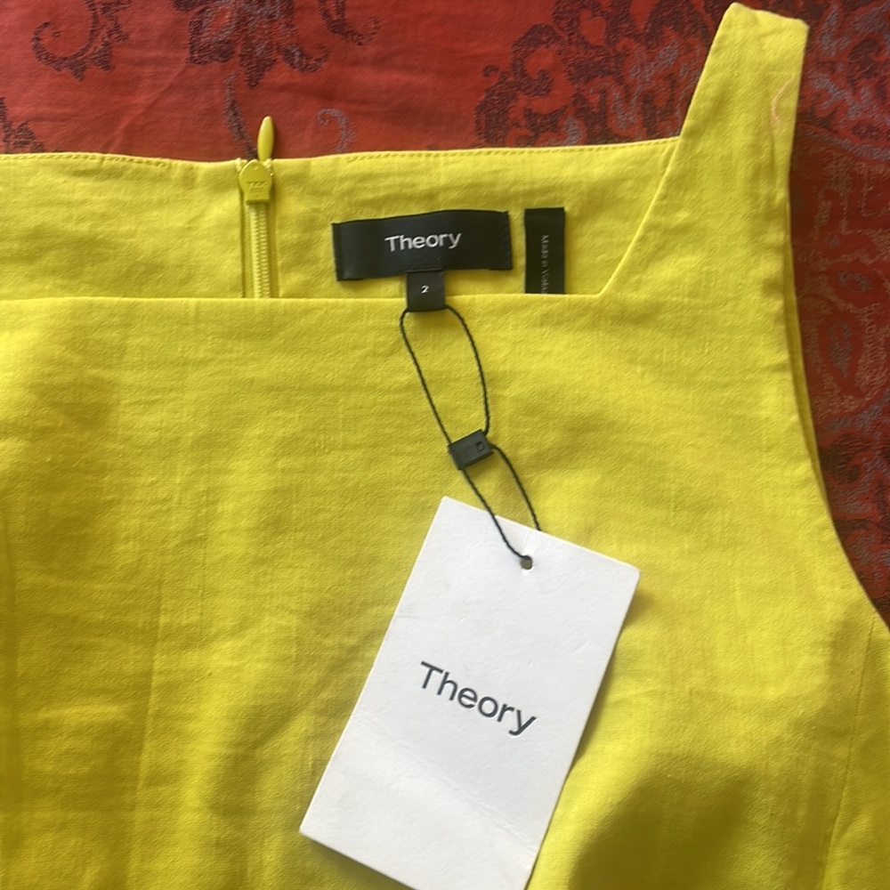THEORY CHARTREUSE SQUARE NECK DRESS 2 - Picture 2 of 3